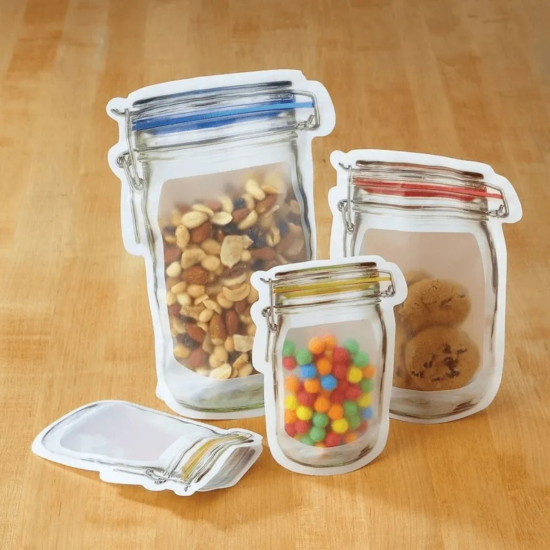 Ziplock Mason Jar Bags Reusable Food Storage Bags Pack Of 3